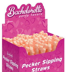 Bachelorette Party Favors - Pecker Sipping Straws  - 144 Piece Display - Light PD6205-99D