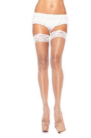 Industrial Net Stay Up Thigh Highs - One Size - White LA-9201WHT
