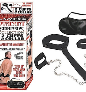 Dominant Submissive Collection 2 Cuffs and Collar  - Black NW2281
