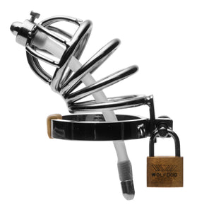 Stainless Steel Chastity Cage With Silicone  Urethral Plug MS-AD775