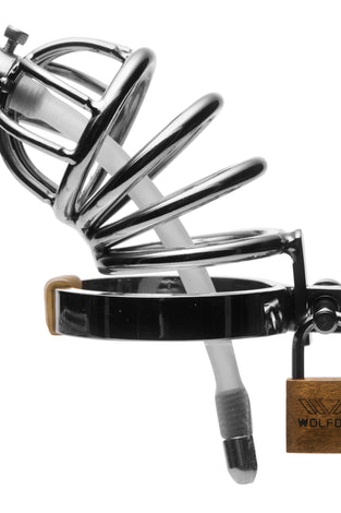 Stainless Steel Chastity Cage With Silicone  Urethral Plug MS-AD775