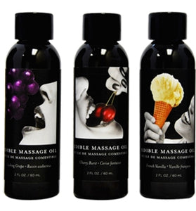 Edible Massage Oil - 25 Count Display - 2 Fl. Oz. Bottles - Assorted Flavors EB-MSE200D