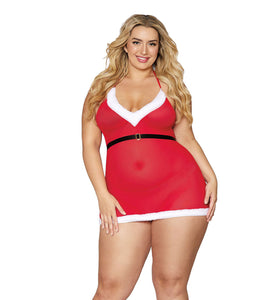 Santa Baby Chemise - Queen Size - Lipstick Red DG-12676LRDQ