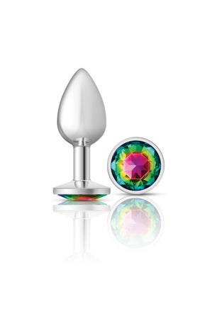 Cheeky Charms-Silver Metal Butt Plug- Round-Rainbow-Small VB-CC9117
