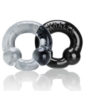 Ultraballs 2- Piece Cockring Set - Black & Clear OX-3010-BC