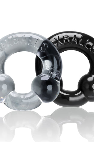 Ultraballs 2- Piece Cockring Set - Black & Clear OX-3010-BC
