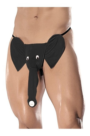 Squeaker Elephant G-String - One Size - Black MP-PAK708BK1
