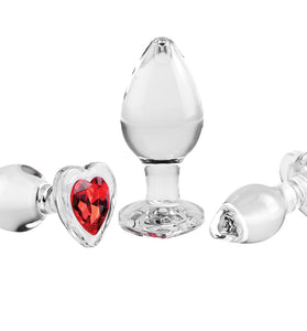 Red Heart Gem Glass Plug Set AE-WF-1126-2