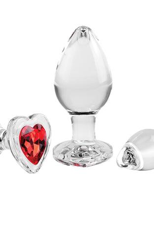 Red Heart Gem Glass Plug Set AE-WF-1126-2