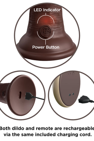 King Cock Elite 7 Inch Vibrating Silicone Dual  Silicone Dual Density Cock With Remote - Brown PD5777-29