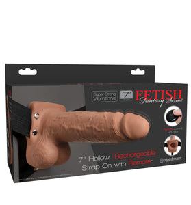 Fetish Fantasy Series 7 Inch Hollow Rechargeable Strap-on With Remote - Tan PD3391-22