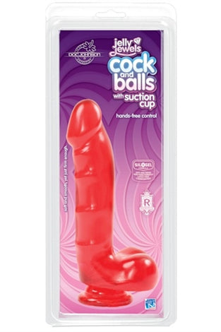 Jelly Jewels - Cock and Balls With Suction Cup - Red DJ7013-01