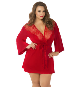 Satin & Eyelash Robe - Queen Size - Red STM-10695XRED