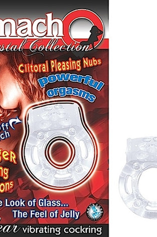 The Macho Crystal Collection Vibrating Cock Ring- Clear NW2369