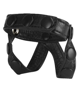 The Macho Collection v-Style Cock Ring and  Ball Divider - Black NW2479