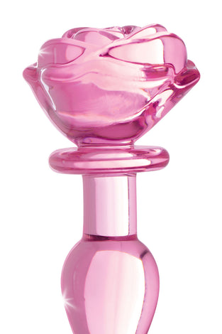 Pink Rose Glass Anal Plug - Small BTYS-AG650-SML