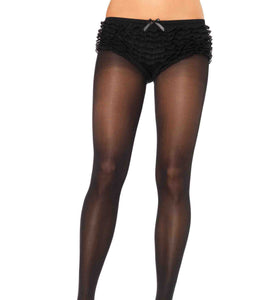 Opaque Tights With Cotton Crotch - One Size - Black LA-0992BLK