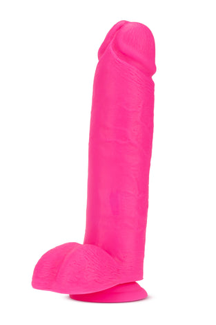 Neo Elite - 10 Inch Silicone Dual Density Cock  With Balls - Neon Pink BL-26410