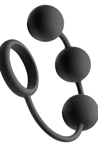 Tom of Finland Silicone Cock Ring With 3 Weighted Balls TOF-TF1932