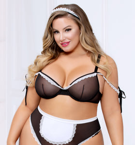 3pc French Maid Bedroom Costume - Black/white - Queen Size STM-11006XP