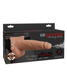 Fetish Fantasy Series 7.5 Inch Hollow Squirting Strap-on With Balls - Flesh PD3397-21