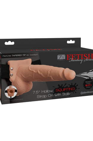 Fetish Fantasy Series 7.5 Inch Hollow Squirting Strap-on With Balls - Flesh PD3397-21