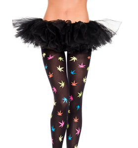 Multicolor Leaf Print Pantyhose - One Size ML-37286