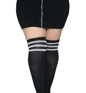 Over the Knee Athletic Socks -1x/2x - Black/white LA-5627XBLKWHT