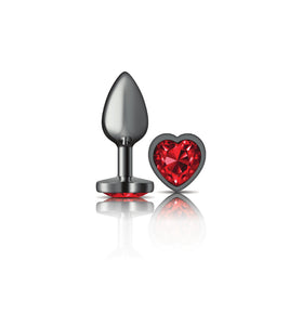 Cheeky Charms-Gunmetal Metal Butt Plug- Heart-Dark Red-Small VB-CC9135