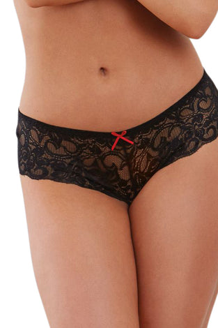 Open Crotch Lace Boy Short - Small - Black DG-7177BLKS