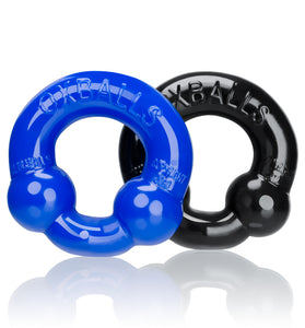 Ultraballs 2- Piece Cockring Set - Black &  Police Blue OX-3010-BPB