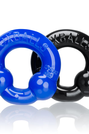 Ultraballs 2- Piece Cockring Set - Black &  Police Blue OX-3010-BPB
