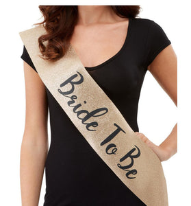 Deluxe Glitter Bride to Be Sash - Black and Gold FV-52193