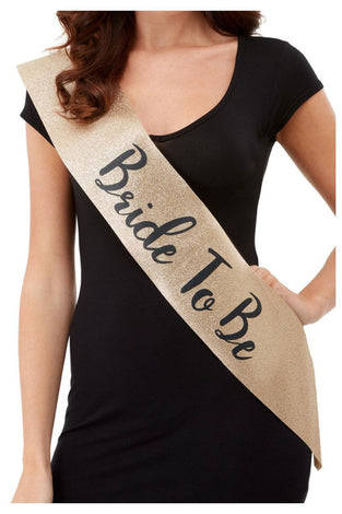 Deluxe Glitter Bride to Be Sash - Black and Gold FV-52193