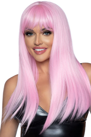 24 Inch Long Straight Bang Wig Pink LA-A2881PK
