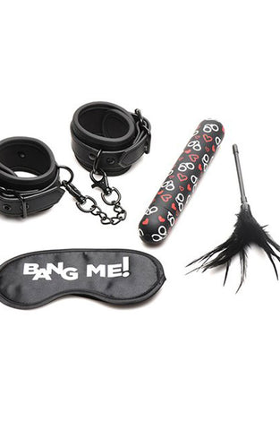 Bang - Bondage Kit - XL Bullet, Cuffs, Tickler and Blindfold - Black BNG-AH047