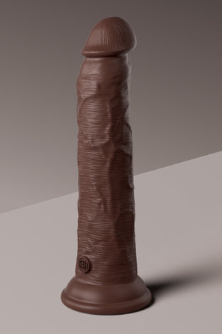 King Cock Elite 9 Inch Vibrating Silicone Dual  Density Cock With Remote - Brown PD5779-29