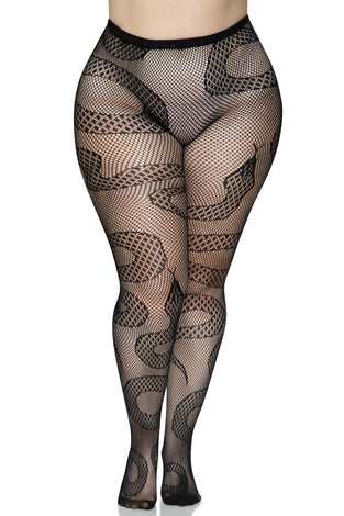 Snake Net Tights - 1x/2x - Black LA-8143XBLK1X2