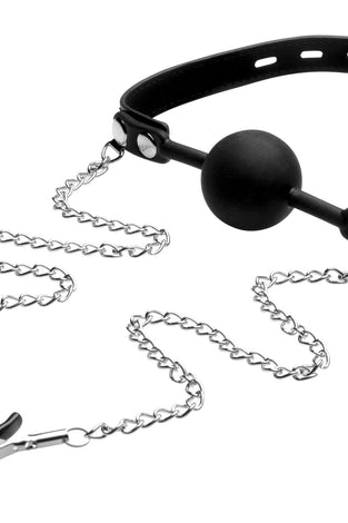 Silicone Ball Gag W/nipple Clamps STR-AE976