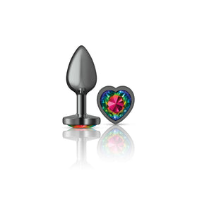 Cheeky Charms-Gunmetal Metal Butt Plug- Heart-Rainbow-Small VB-CC9132