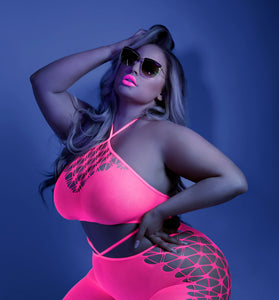 Own the Night Bodystocking - Queen - Neon Pink FL-GL2109-QS-B