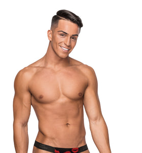 Kiss Me - Micro Thong v - Large/ X-Large - Sheer  Lips MP-454232BKLXL