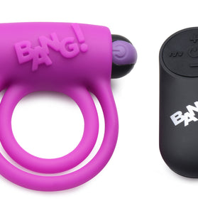 Bang - Silicone Cock Ring and Bullet With Remote Control - Purple BNG-AG572-PUR