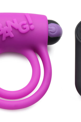 Bang - Silicone Cock Ring and Bullet With Remote Control - Purple BNG-AG572-PUR