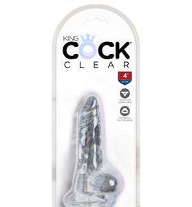 King Cock Clear 4 Inch Cock With Balls PD5750-20