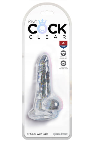 King Cock Clear 4 Inch Cock With Balls PD5750-20