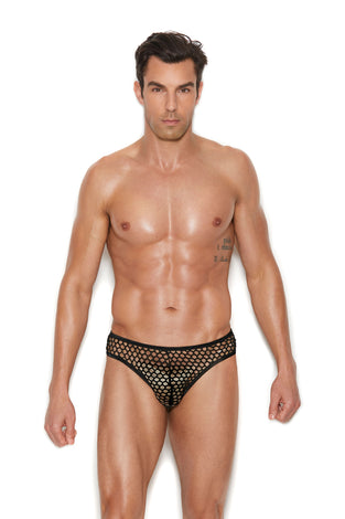 Men's Fishnet Thong Back Brief - Small/medium -  Black EM-82928BLKSM