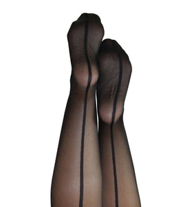 Lois - Back Seam Thigh High - Size D - Black KX-1307D-BLK-D