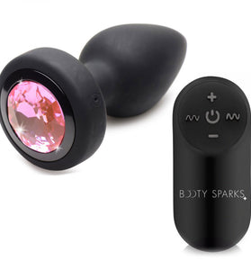 28x Silicone Vibrating Pink Gem Anal Plug With  Remote - Small BTYS-AG965-SML