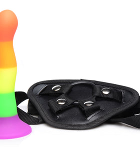 Proud Rainbow Silicone Dildo With Harness SU-AG245